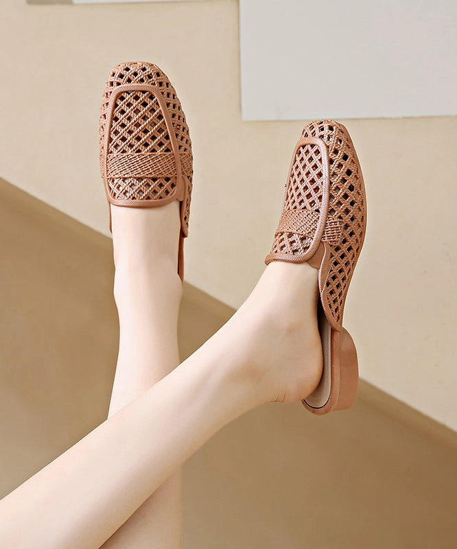 Yoga Mat Sandals 2024 New Fashion Apricot Hollow Out Breathable Slide Sandals AP1058