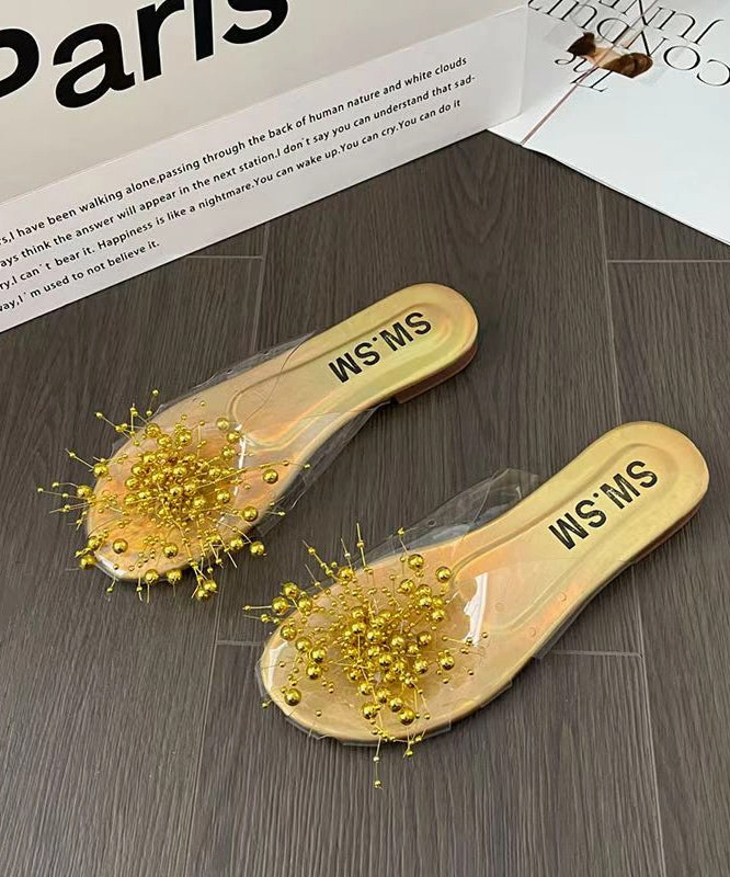 Trail Sandals 2024 New Nail Bead Flat Bottomed Transparent Fish Mouth Slide Sandals AG1009