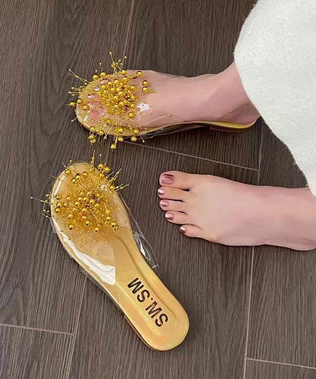 2024 New Nail Bead Flat Bottomed Transparent Fish Mouth Slide Sandals AG1009 Sandals Pearl