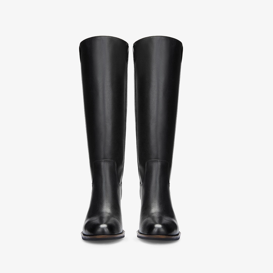 Knee-high Riding Boots *AIJA - Black Leather Knee High Boots