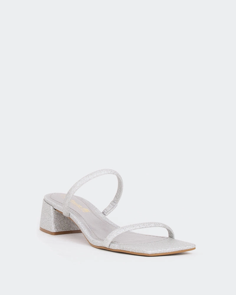 White Bridal Sandals Luanne Silver Glitter