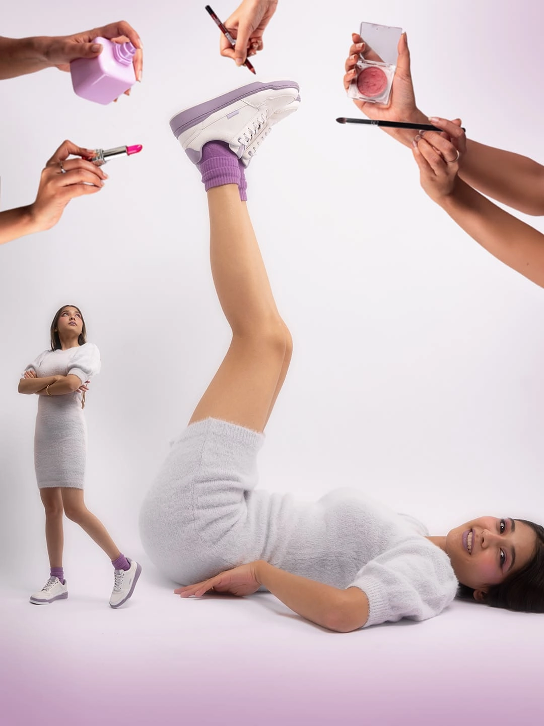 Warehouse Bacca Bucci Womens Vibe City Sneakers  Lavender and Blush Pink