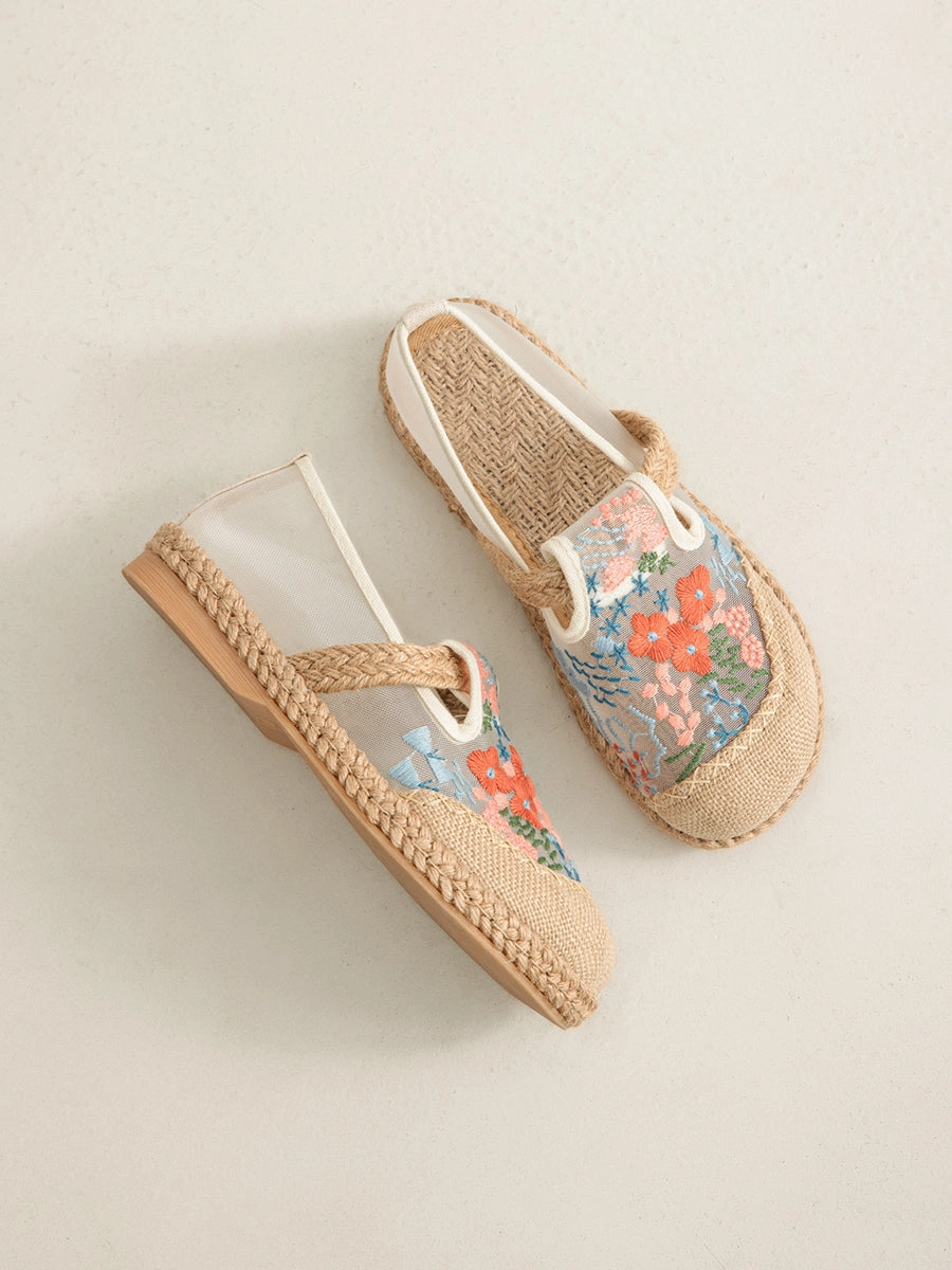 Discount Store Shoes Ethnic Flower Women Linen Embroidery Summer