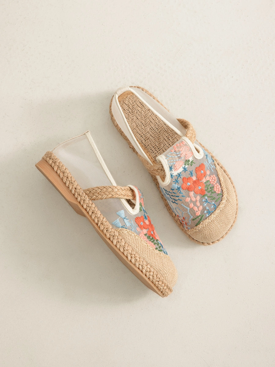 Buy London Shoes Ethnic Flower Women Linen Embroidery Summer