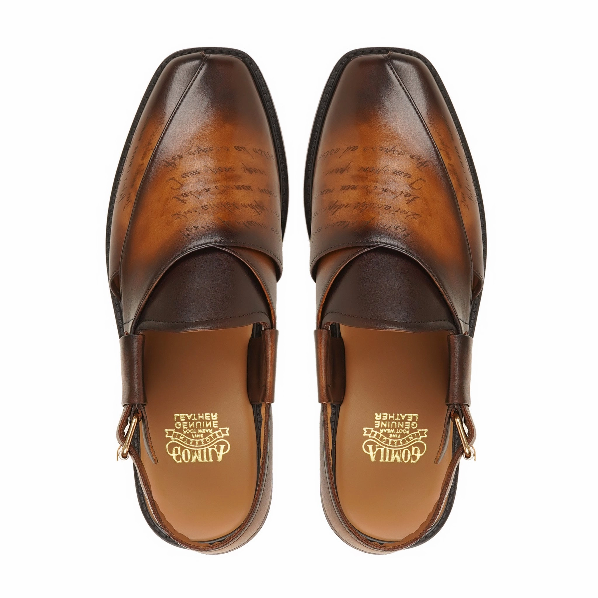 Andros - Men's Caramel Brown Patina Calf Leather Sandal Sandals Royal Bahamian Vs Emerald Bay