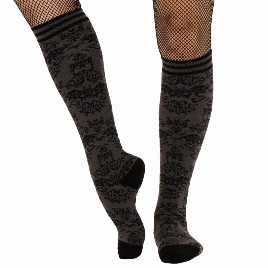 Bat Damask Knee High Socks Knee High Pointed Toe Boot