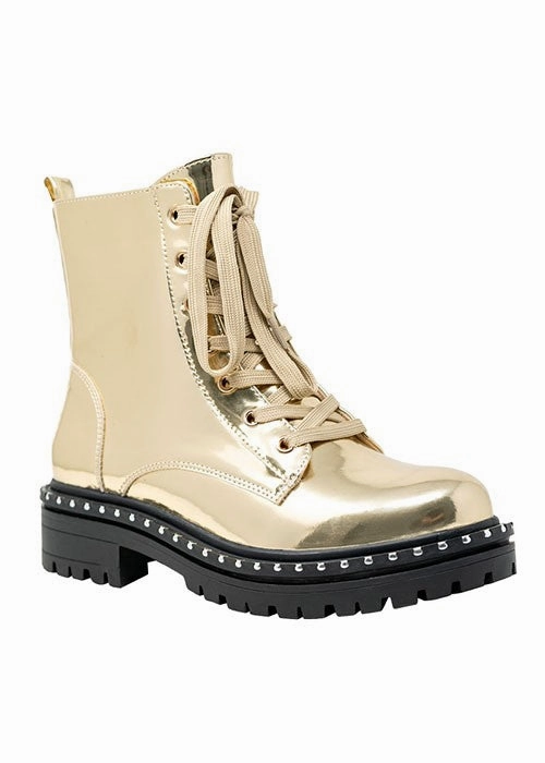 Basic Training Combat Boots MIRA-4 Gold Mirror Metallic Combat Boots