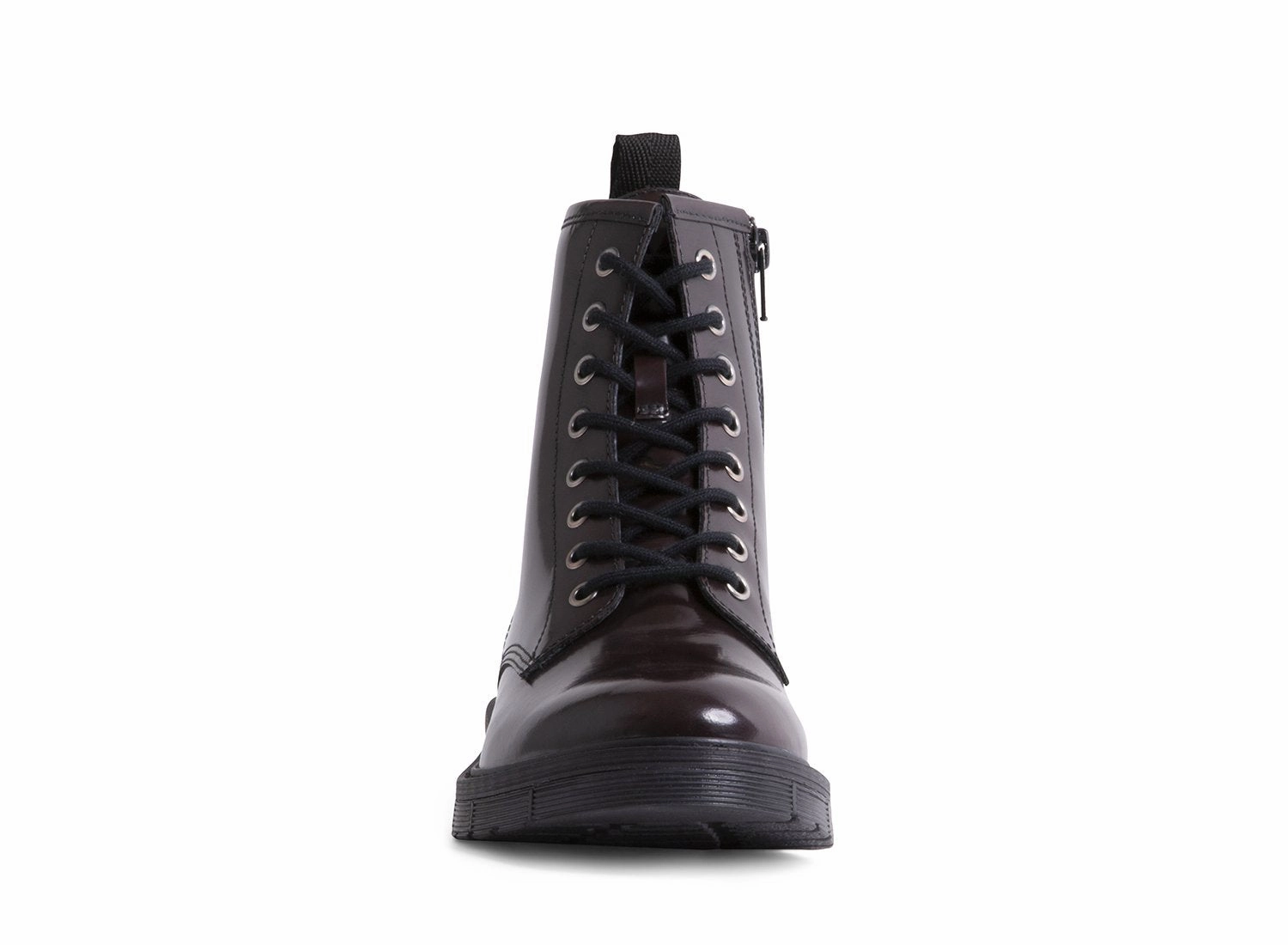 ANTONIAA BURGUNDY PATENT Acu Combat Boots