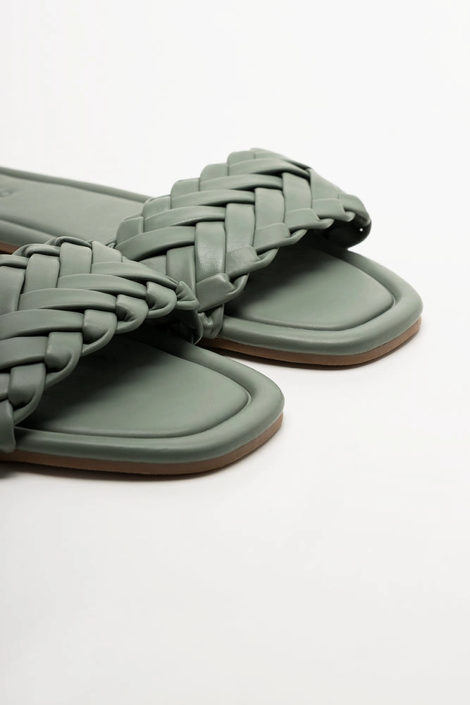 Platform Crocs Sandals Weave Mule Sandal Green