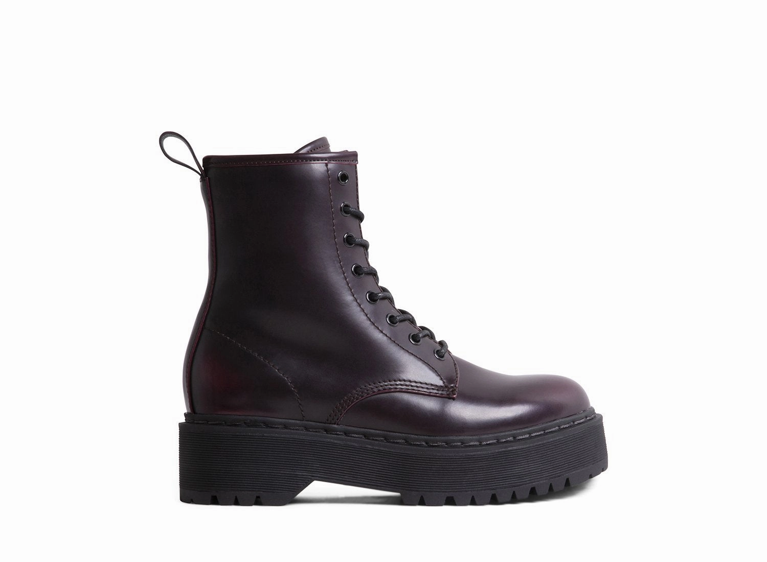 BETTYY BURGUNDY SYNTHETIC Combat High Boots