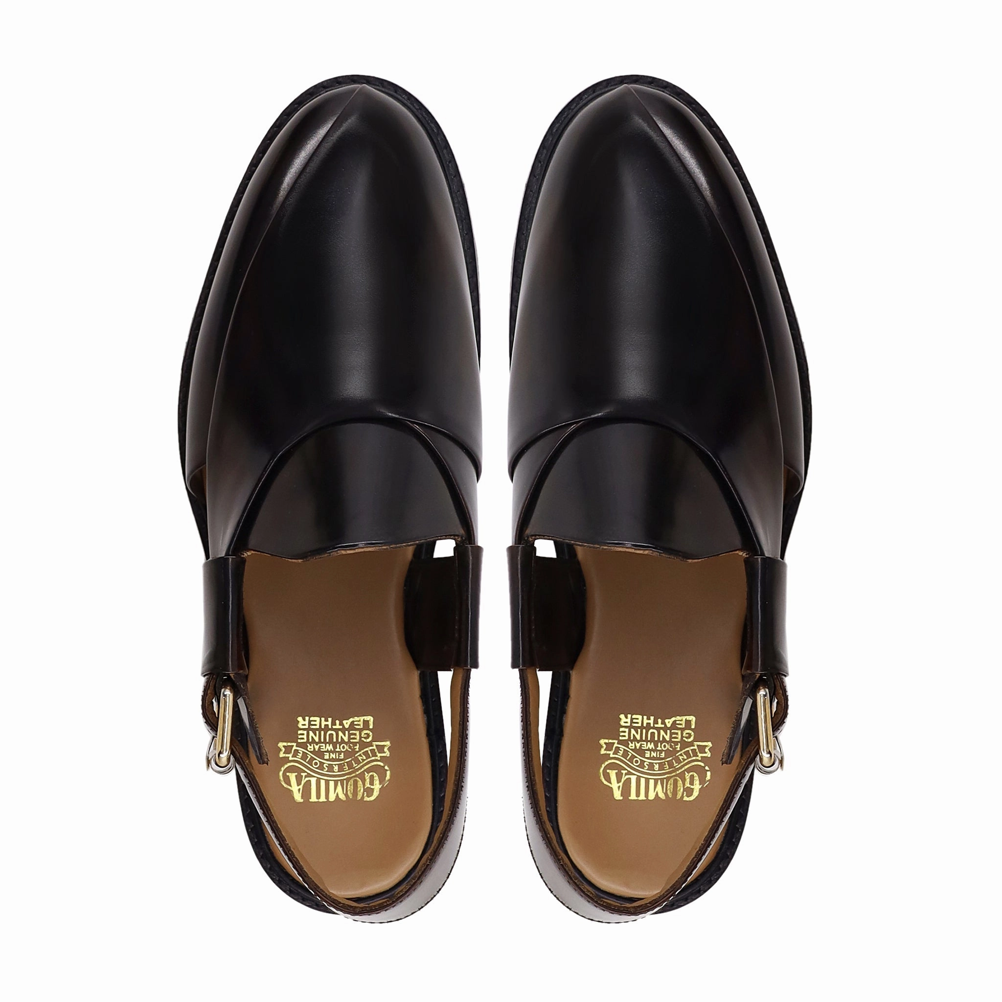 Quince Sandals Bianca - Men's Dark Brown Box Leather High Shine Sandal