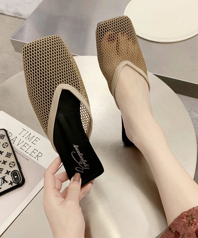 Platform Slide Sandals Black Hollow Out Breathable Mesh 2024 New Slide Sandals OI008