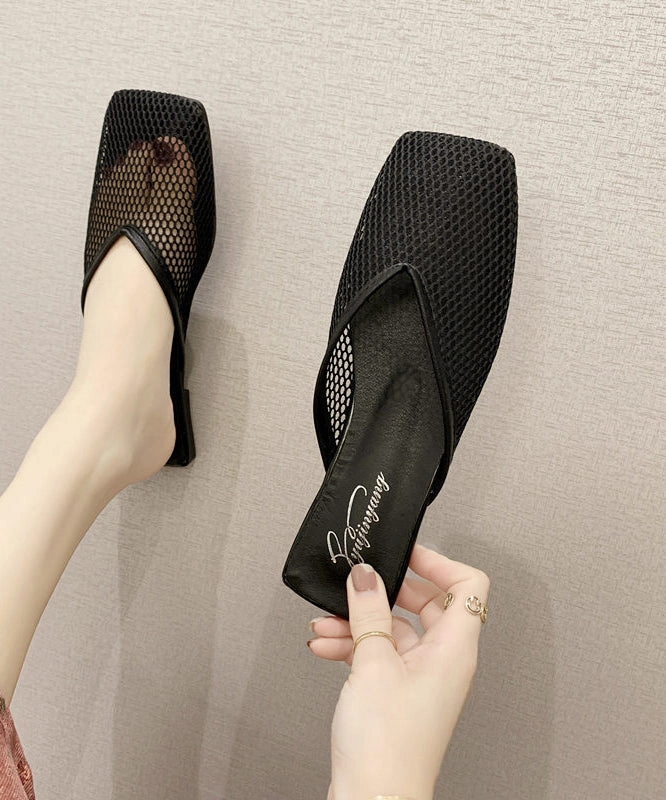Black Hollow Out Breathable Mesh 2024 New Slide Sandals OI008 Sandals Shop