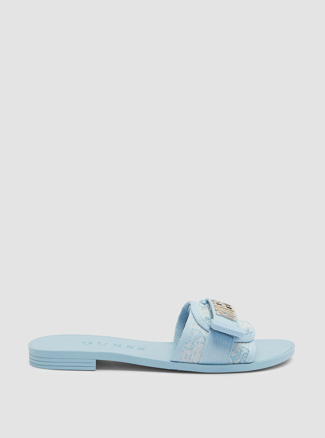 Low Heel Wedge Sandals Blue Elyze Slide Sandals