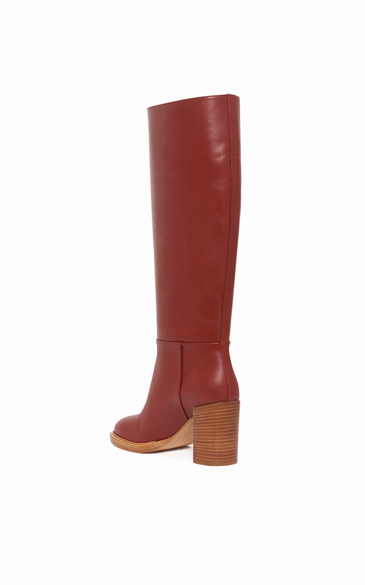 Bocca Knee-High Boot in Burnt Sienna Leather Faux Fur Knee High Boots