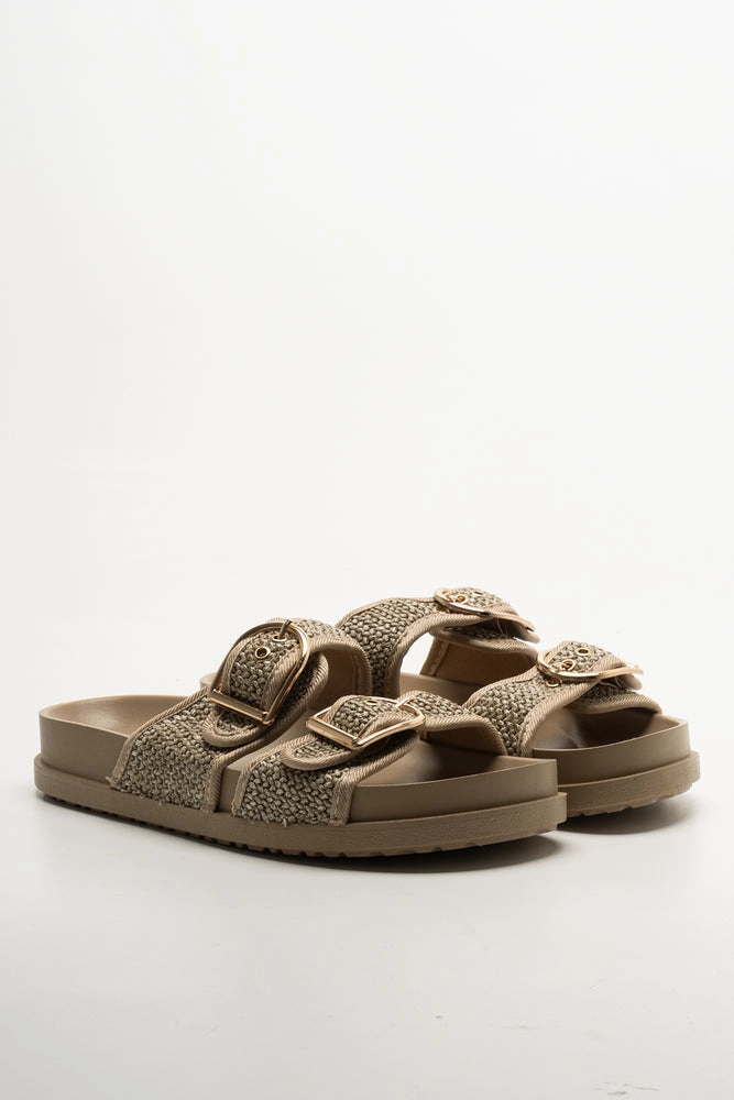 Y2k Platform Sandals Double Buckle Sandal Natural