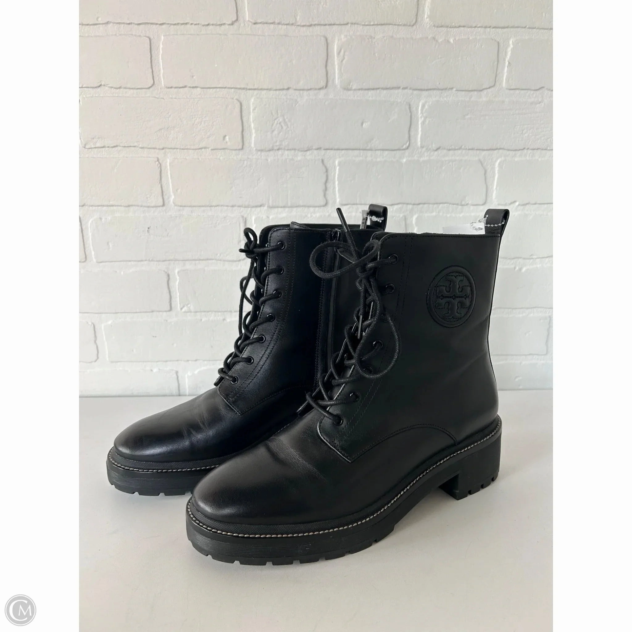 Boots Designer By Tory Burch In Black & Blue, Size: 11 Combat Boots Composite Toe