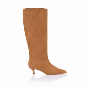 Lucila Knee High Boots - Tan Micro Faux Leather Knee-high Boots