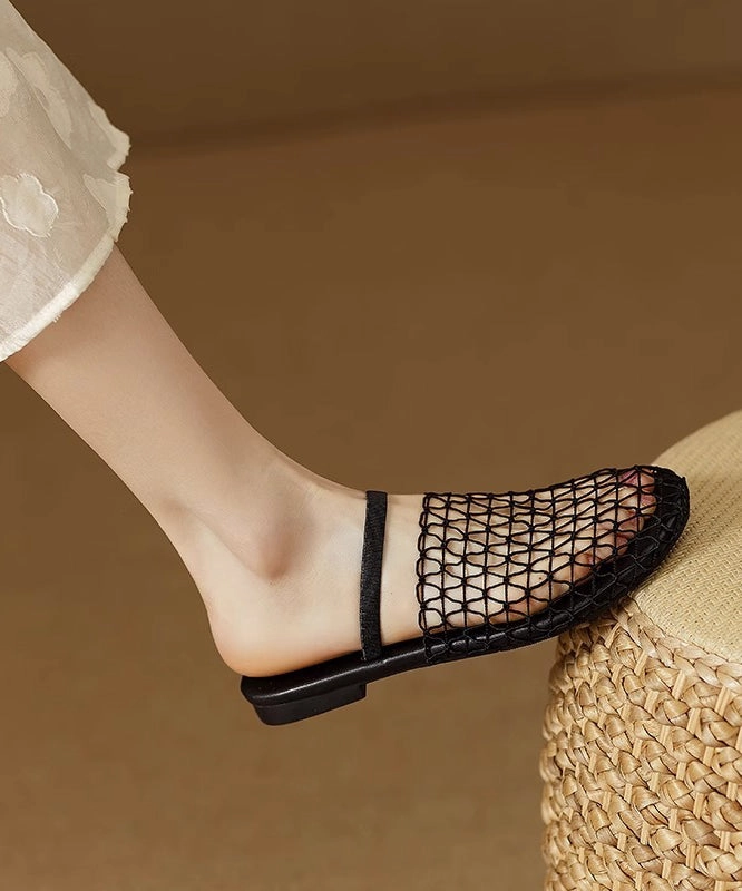 Italy Sandals Breathable Mesh Hollow Out Fashion Black Slide Sandals AG1017