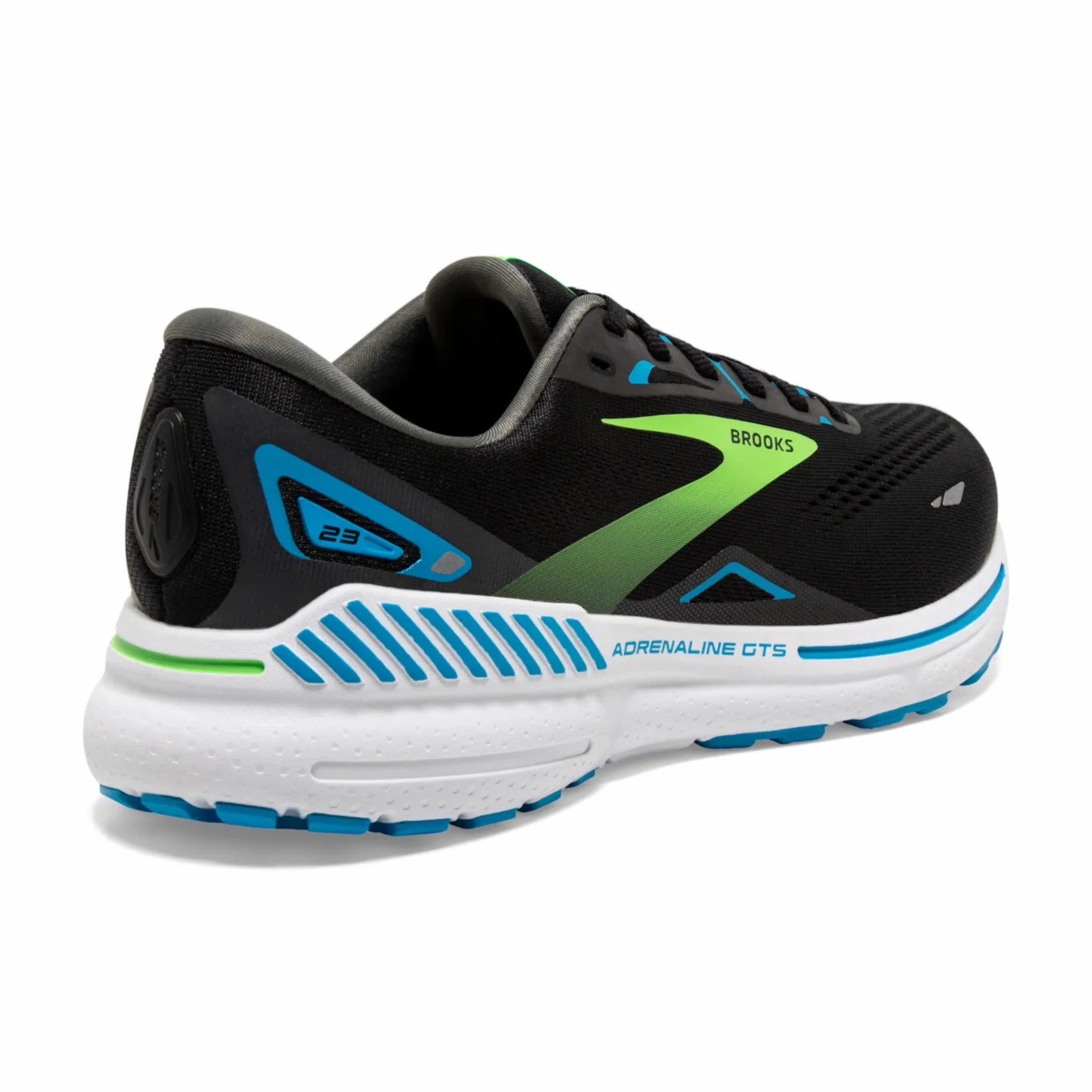 Brooks Men's 110391 006 Adrenaline GTS 23  Black Hawaiian Ocean Green Cushion Support Running Shoes Running Shoes For Arch Support