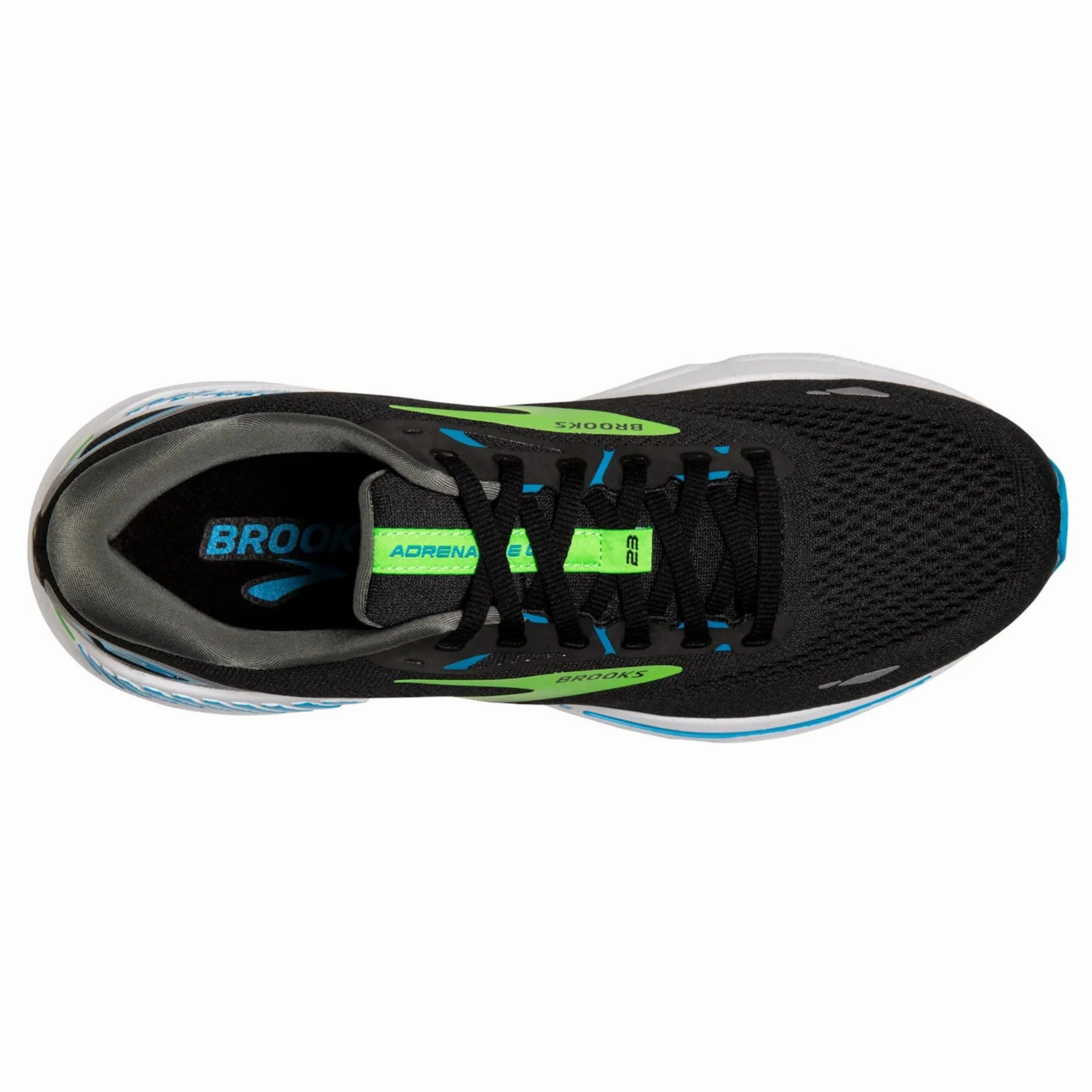 Heel Drop Running Shoes Brooks Men's 110391 006 Adrenaline GTS 23  Black Hawaiian Ocean Green Cushion Support Running Shoes