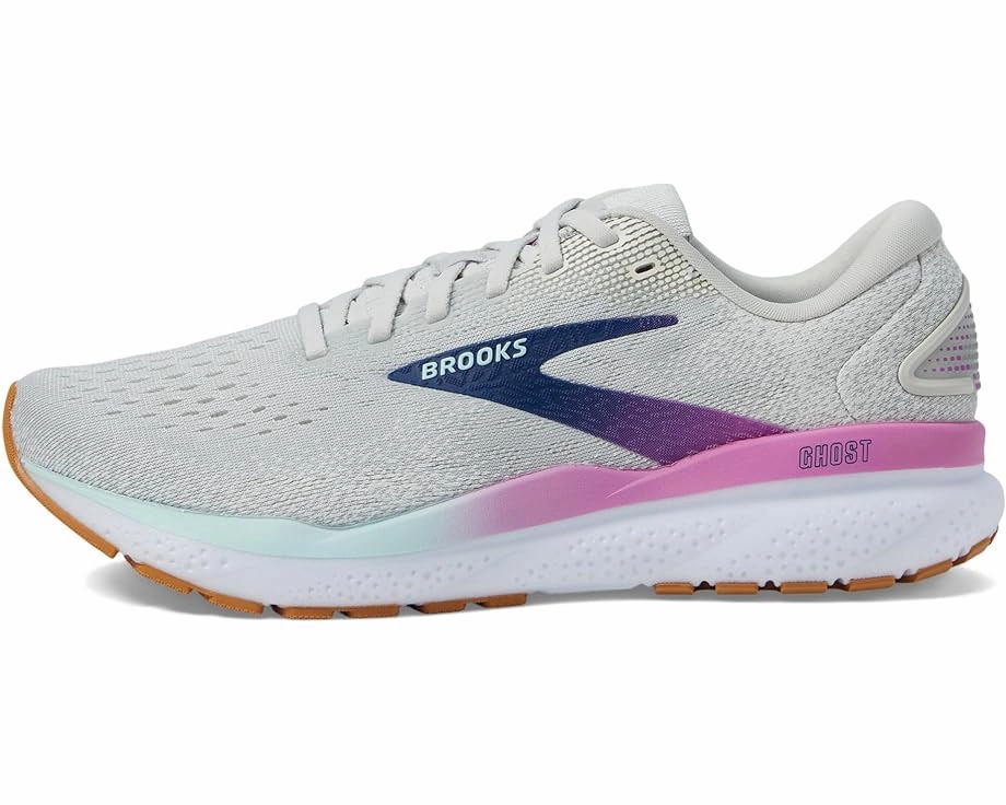 Brooks Women's Ghost 16 Sneaker - White/Grey/Estate Blue Best Short Distance Running Shoes