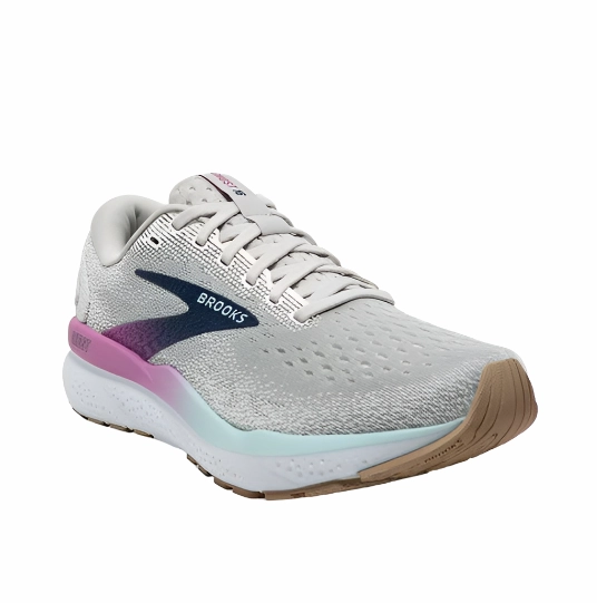 Ghost 15 Neutral Running Shoe Brooks Women's Ghost 16 Sneaker - White/Grey/Estate Blue