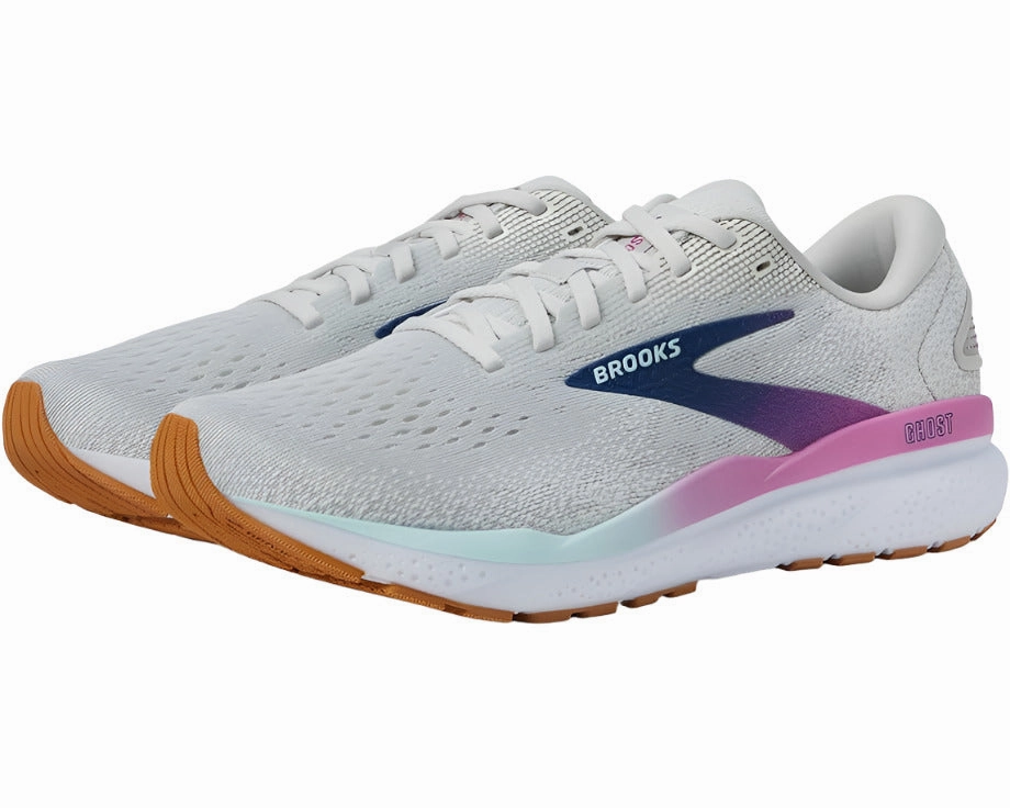 Life Of Running Shoes Brooks Women's Ghost 16 Sneaker - White/Grey/Estate Blue