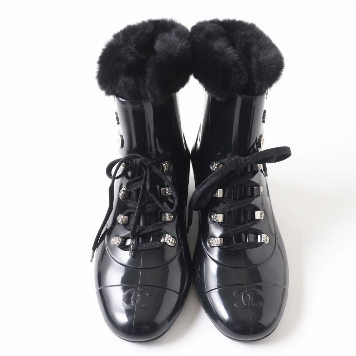 Givenchy Rubber Rain Boots Chanel COCO Mark Fur Lace-Up Rain Boots