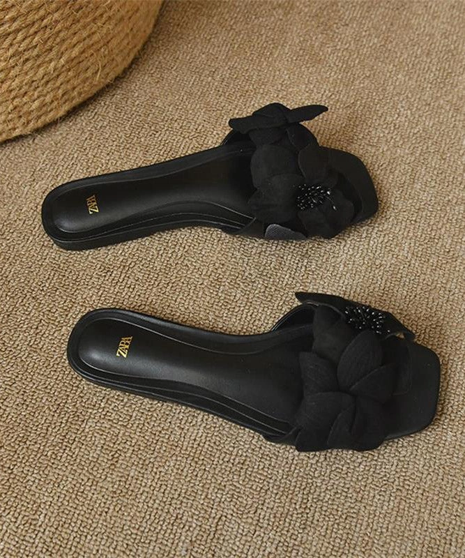 Grilling Sandals Rose Floral Splicing French Slide Sandals Peep Toe AA042