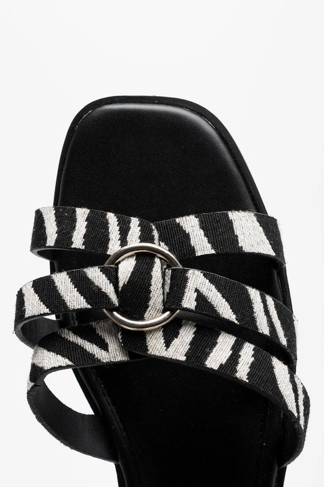 Circle Trim Sandal Black & White Strappy Sandals