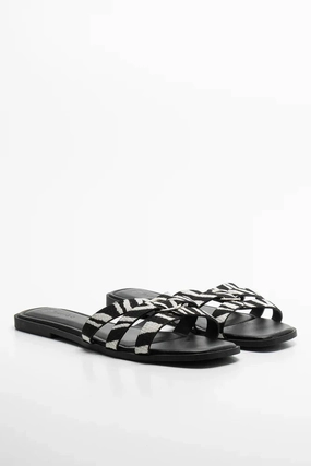 Rainbow Sandals San Clemente Circle Trim Sandal Black & White