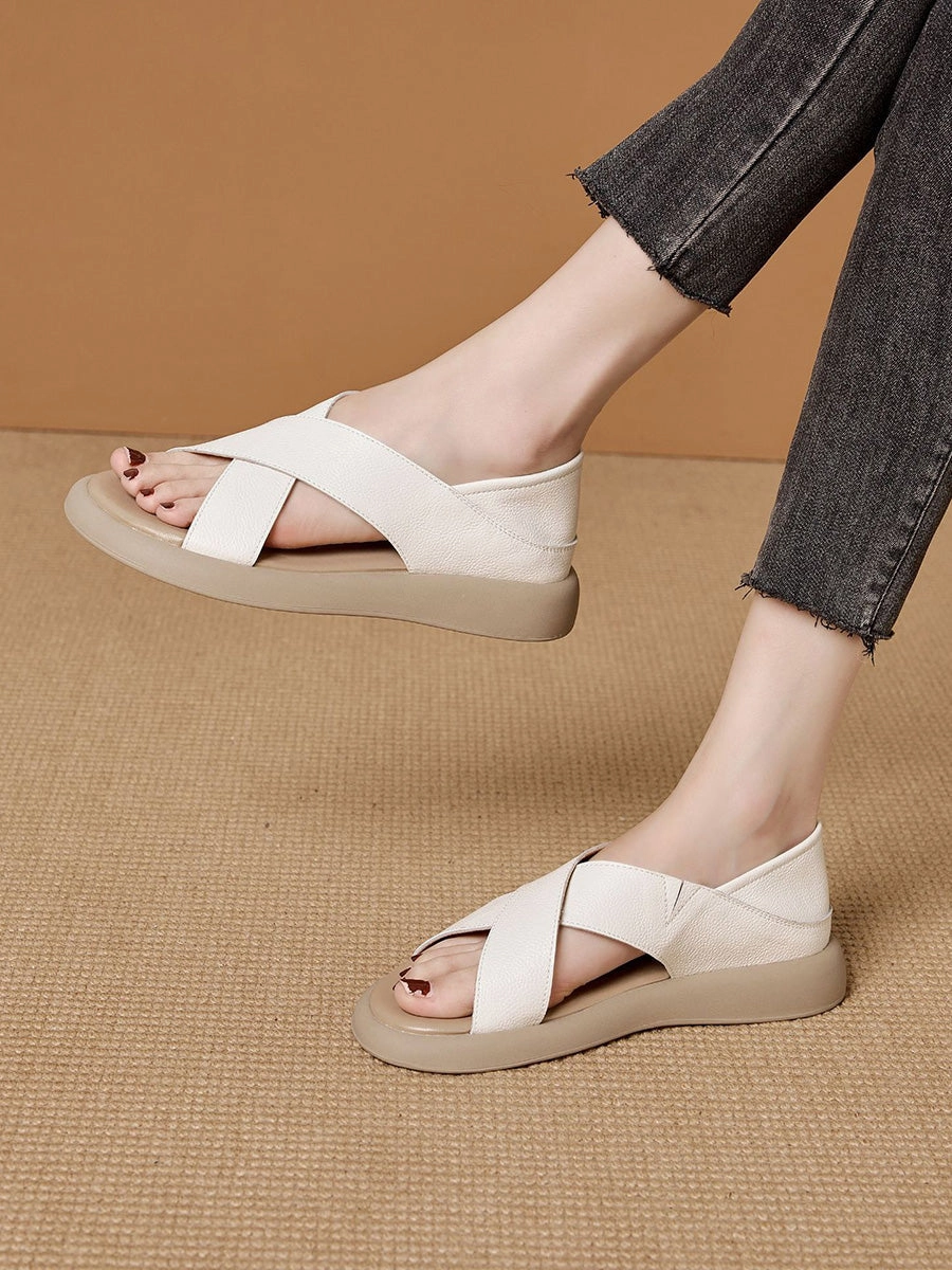 Casual Summer Pure Leather Color Slippers Women Shoes Stock Ticker