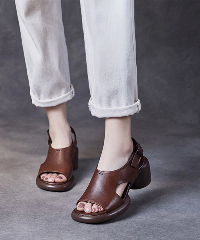 Casual Black Cowhide Leather Buckle Strap Sandals SL1027 Cork Sole Sandals