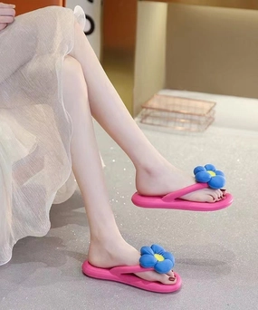 Comfortable Rose Flip Flops Chic Splicing Floral AG1019 Champions Flip Flops