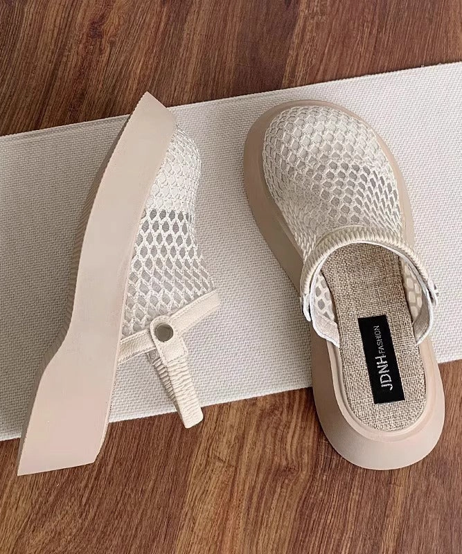 Western Sandals Comfy Platform Beige Breathable Mesh Slide Sandals AP1049