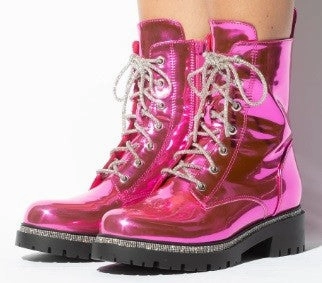 Combat Boots With Heels SET BACK Hot Pink