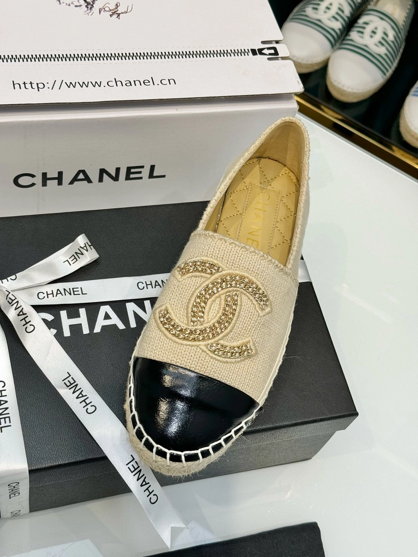 Espadrilles Flats Ankle Strap SE1466 Chanel Espadrilles / Size4-11