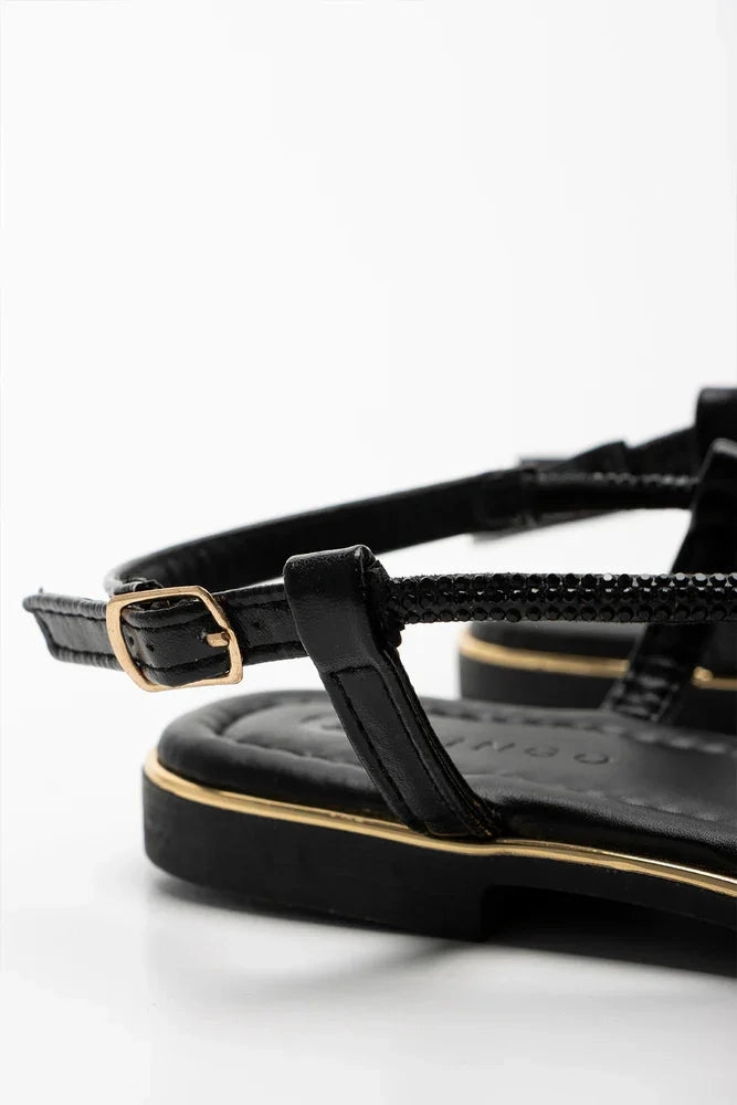 Diamante Strappy Sandal Black Sandals Map
