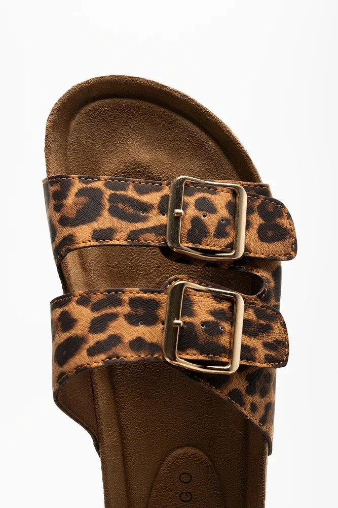 Double Band Buckle Health Sandal Leopard Jelly Fisherman Sandals