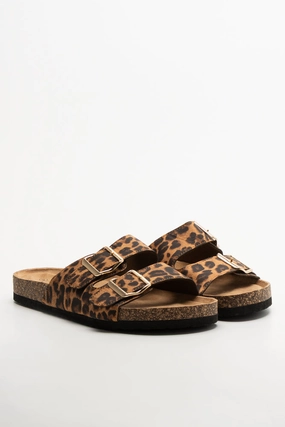 Double Band Buckle Health Sandal Leopard Sandals Resort