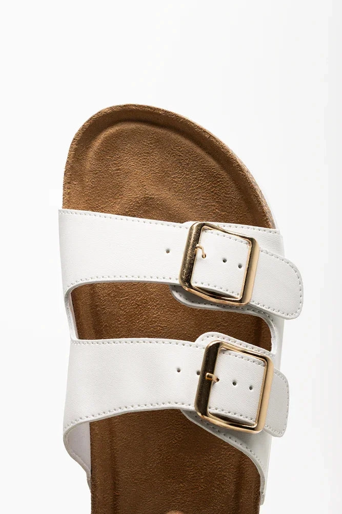 Santorini Sandals Double Strap Footbed Sandal White