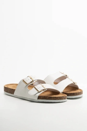 Double Strap Footbed Sandal White Sandals Earth
