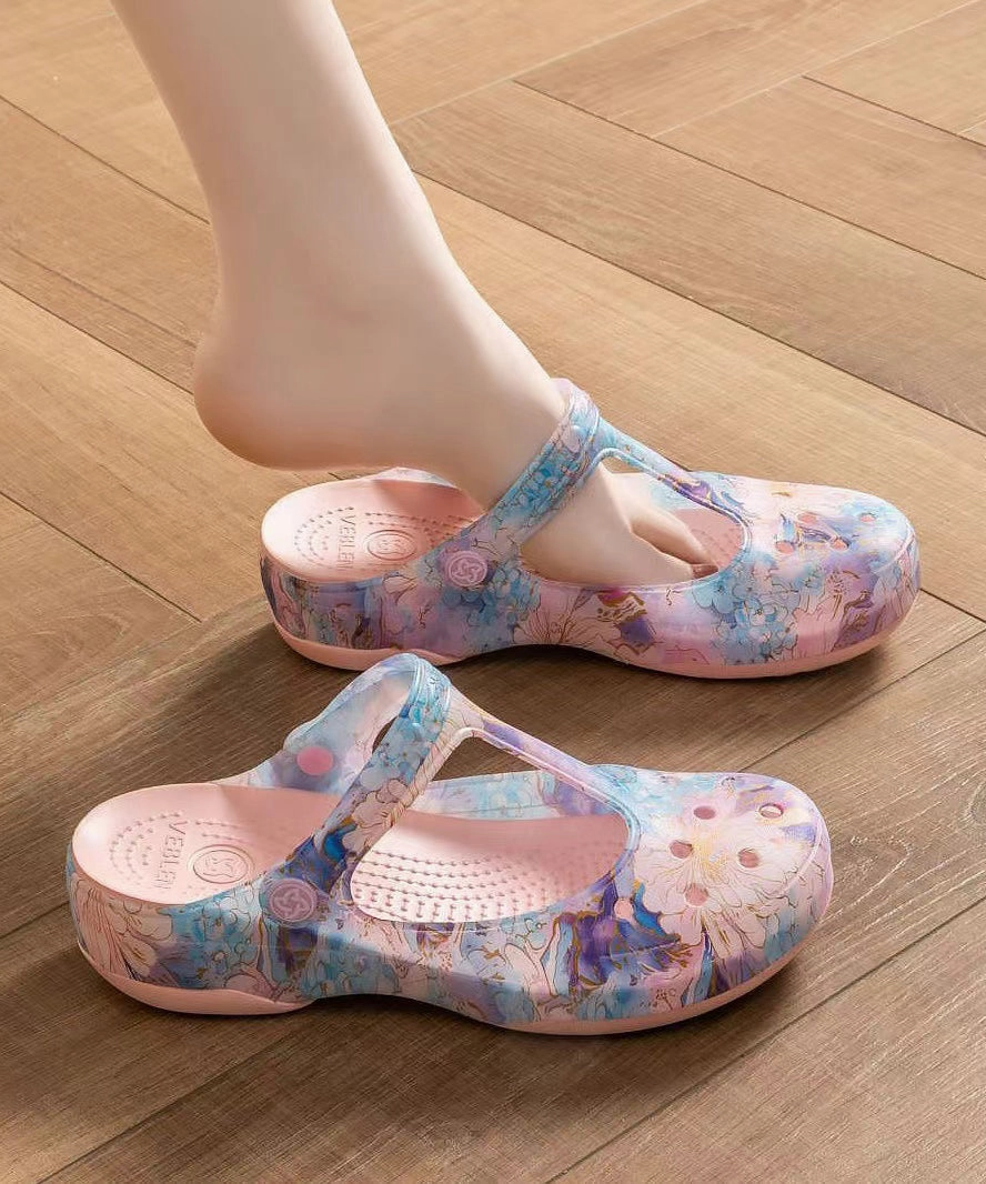 Comfortable Green Print Hollow Out Beach Slide Sandals AP1059 Bridal Party Sandals