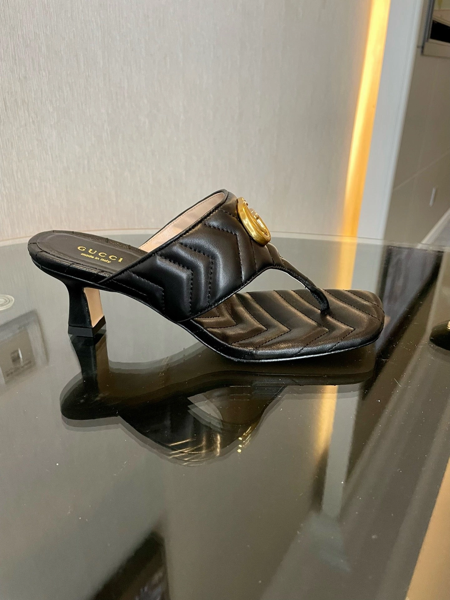 Suede Heeled Sandals SE1417 Women's Double G Thong Sandal / Size5-11