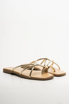 Metal Trim Toe Post Sandals Gold Sandals Price