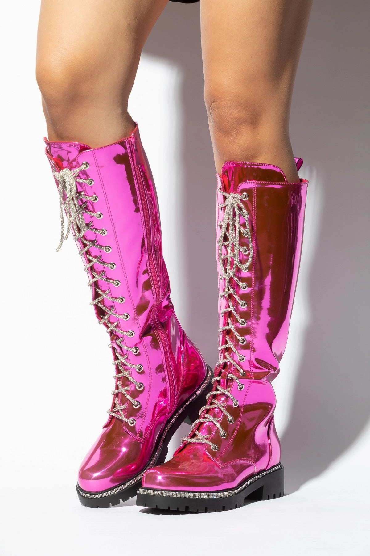 TRANSFORM Hot Pink Embellished Combat Boots