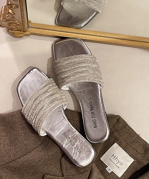 Earth And Spirit Sandals Yellow Zircon Fashion Splicing Slide Sandals Peep Toe AP1014