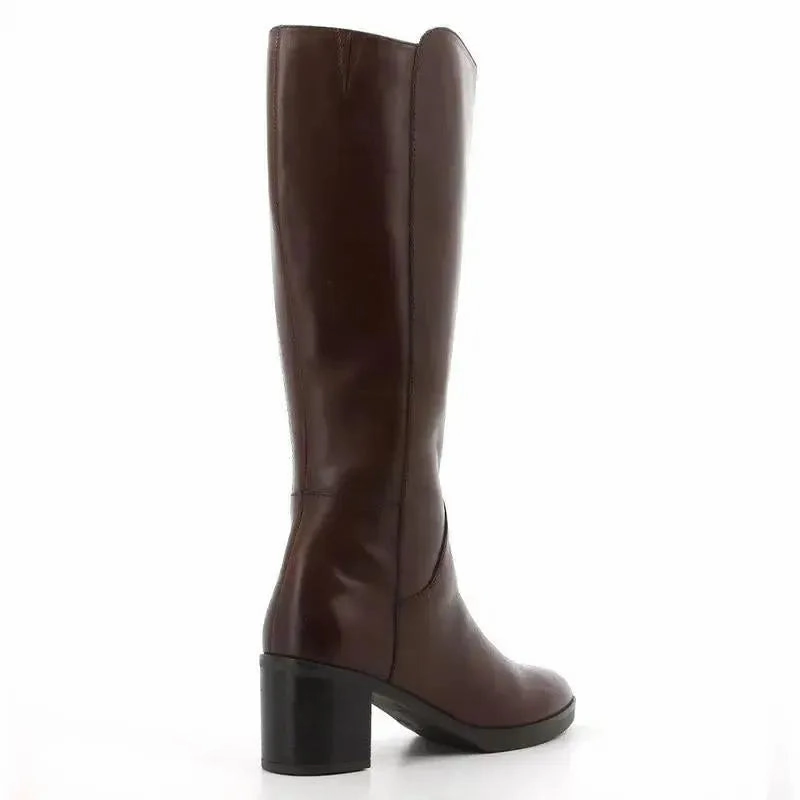 Hush Puppies Sloane Block Boots - Brown Knee High Boots Classy