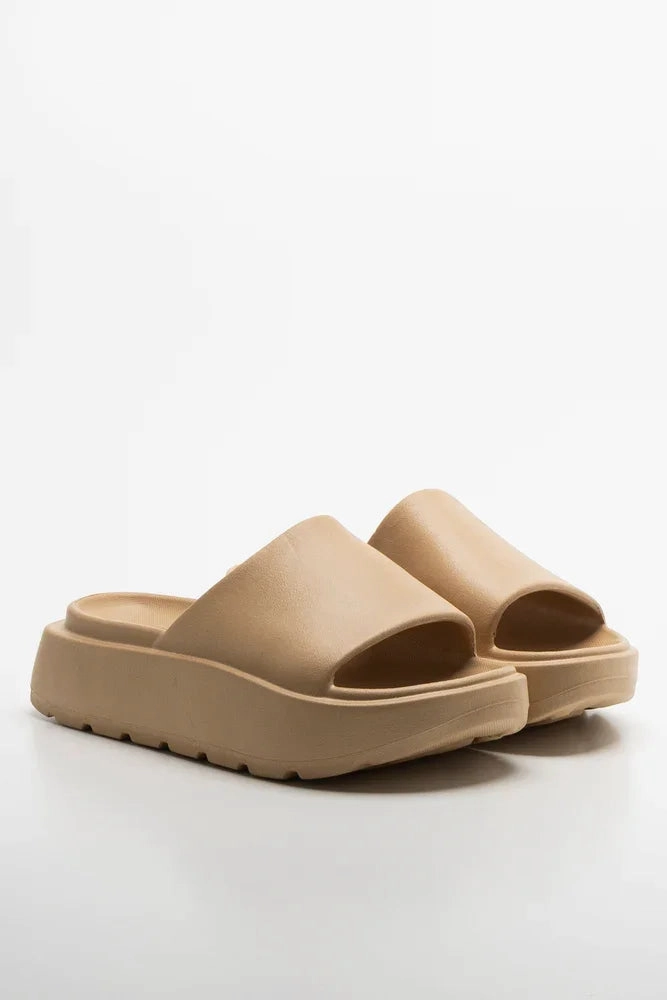 Covered Sandals Platform Slide Natural